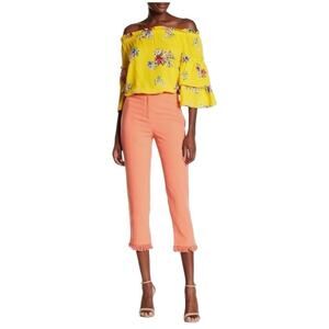 Rampage Coral Fringe Hem Cropped Pants Small NWT Summer Stretch Capri